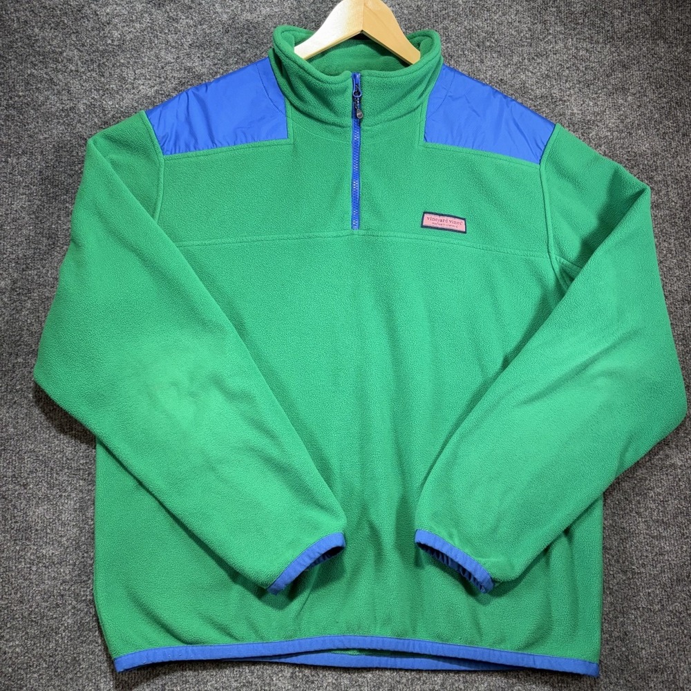 Vineyard Vines 1/4 Zip Fleece Pullover Sweater Men's XL Green Casual Outdoor